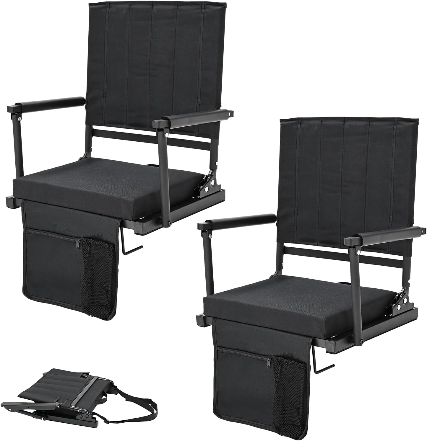 Slsy Set of 2 Folding Stadium Seats for Bleachers, 6 Reclining