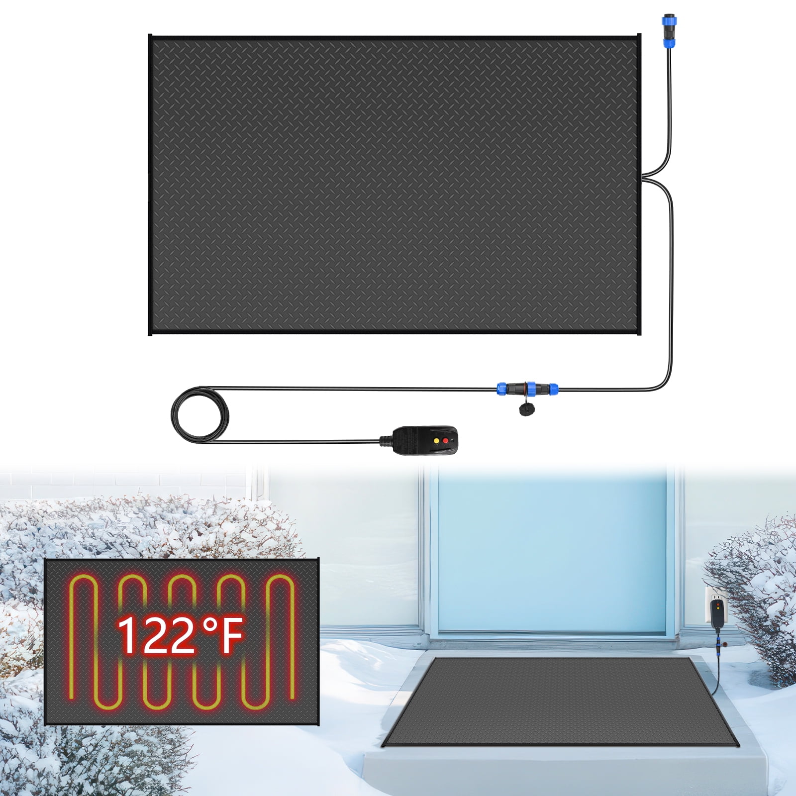 Slsy Snow Melting Mat, 30 x 48 inch, 3 in/h Melting Speed, Heated ...