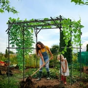 Slsy Tall Garden Arch Trellis for Climbing Plants, 79'' L x 79'' W x 79'' H Large Grape Vine Support Arch Arbor Trellis Plastic-Coated Metal Garden Arch Trellis for Climbing Plants Vineyard Outdoor
