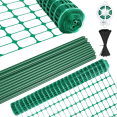 thumbnail image 1 of Slsy Temporary Fence Plastic Fence, Garden Fence, Plastic Safety Fence Roll with 30-Pack 4 FT Stakes, 40 Inches X 100 Feet Green Plastic Garden Netting for Deer Chicken Dog Yard, 1 of 11