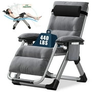 Slsy Upgrade Zero Gravity Recliner with Headrest, Foldable, Portable, Gray