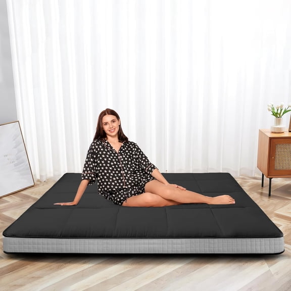 Slsy Upgraded 6" Extra Thick Japanese Floor Mattress Futon Mattress, Foldable Mattress Tatami Pad Floor Mattress for Adults Floor Bed Roll Up Mattress Guest Mattress Camping Mattress