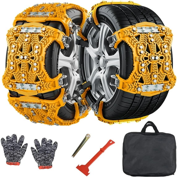 Slsy Upgraded TPU Snow Chains 6 Pack,Tire Chains for Cars/SUVs/Pickup Trucks,Security Chains, for Tire Width 165-275mm,Easy Installation & Durability