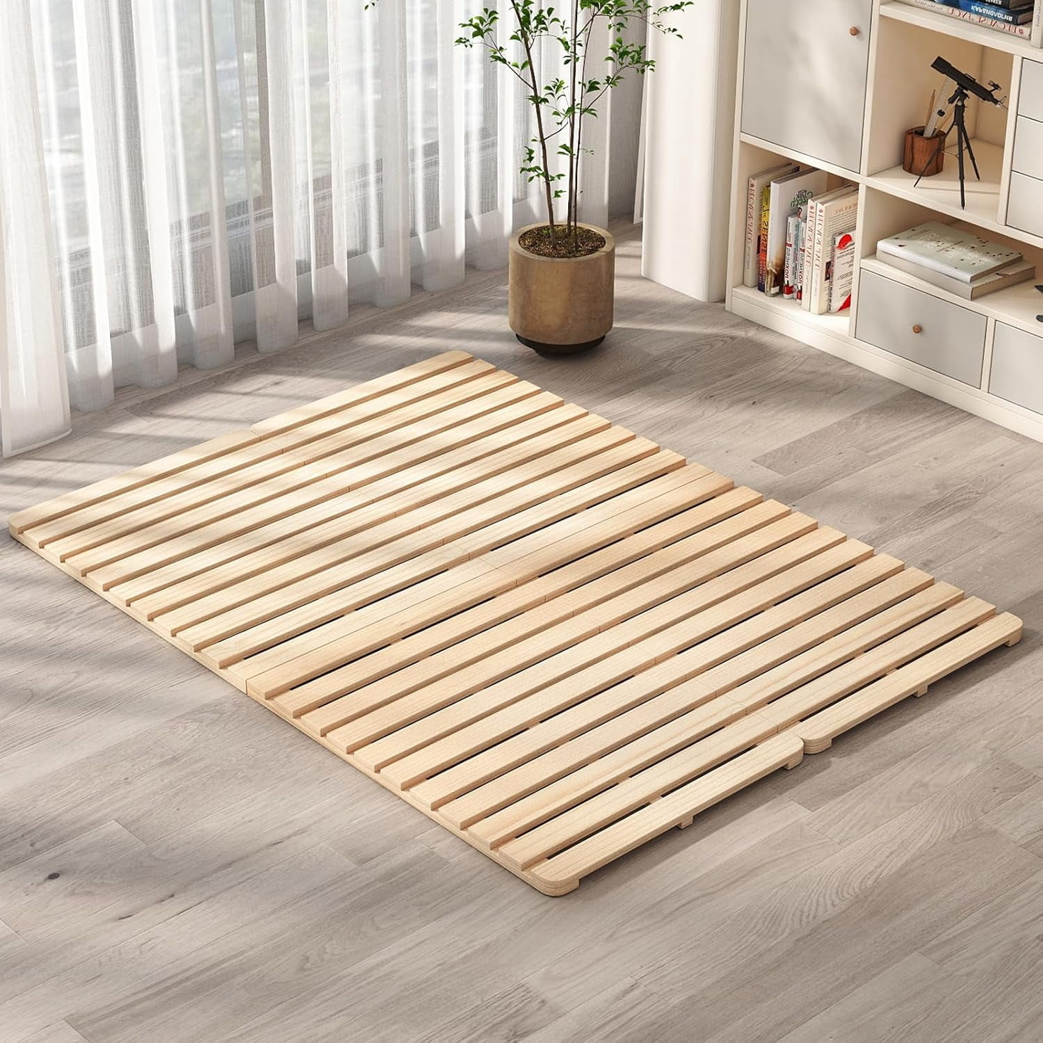 SLSY Wooden Folding Slat Bed Frame,Floor Bed Frame, Suitable for Japanese-Style Floor Mattresses, Solid Pine Wood Bed Frame, Moisture-Proof Tatami Bed Board, Guest Tatami, Japanese Bed Frame.