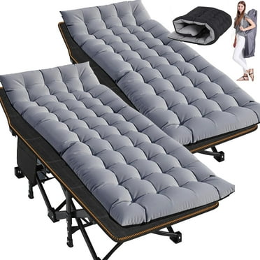 Slsy XL 2 Packs Folding Camping Cots with 2 Sided Mattress, Carry Bag, 75"*28" Extra Wide Sleeping Cot Tent Cot