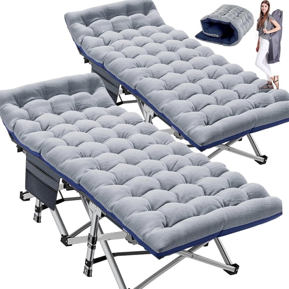 Slsy XL 2 Packs Folding Camping Cots with 2 Sided Mattress & Carry Bag, 75"*28" Sleeping Cot, Foldable Guest Beds Cot, Supports up to 880 lbs