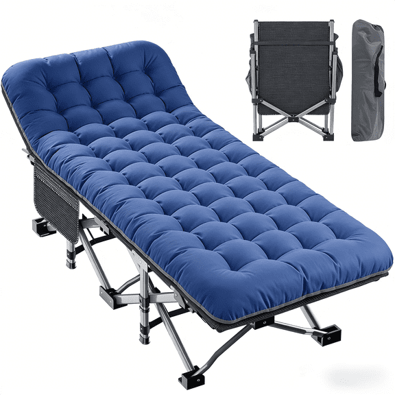 Slsy XL Folding Camping Cots with 3.3 inch 2 Sided Mattress, 75"* 28" Folding Sleeping Cot Guest Bed, Folding Bed Cot with Carry Bag