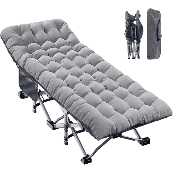 Slsy XL Folding Camping Cots with 3.3 inch 2 Sided Mattress, 75"* 28" Sleeping Cot Guest Bed, Folding Bed Cot with Carry Bag