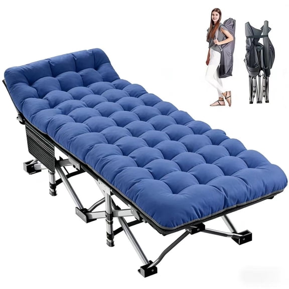 Slsy XL Folding Camping Cots with 3.3 inch 2 Sided Mattress, 75"* 28" Sleeping Cot Guest Bed, Folding Bed Cot with Carry Bag