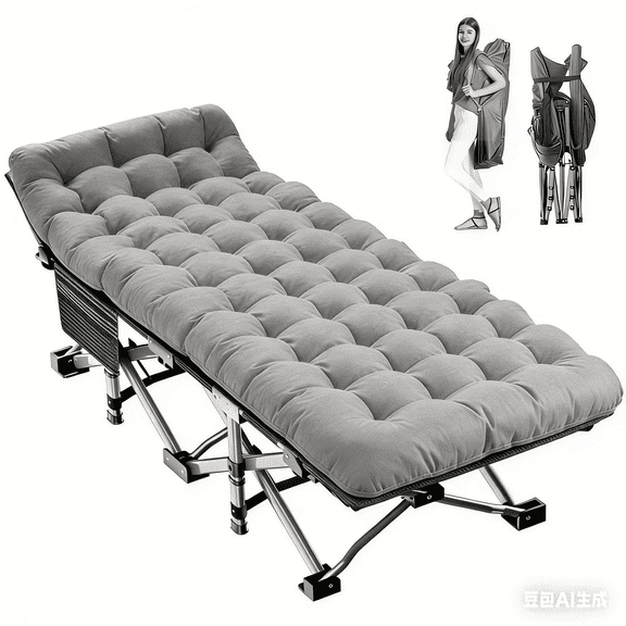 Slsy XL Folding Camping Cots with 3.3 inch 2 Sided Mattress,75"* 28" Sleeping Cot Guest Bed,Portable for Adults,Folding Bed Cot with Carry Bag