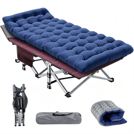Slsy XL Folding Camping Cots with 3.3 inch 2 Sided Mattress, 75"* 28" Sleeping Cot Guest Bed, Folding Bed Cot with Carry Bag