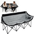 thumbnail image 1 of Slsy 3 Person Camping Chair, Oversized Folding Triple Chair with Cup Holders & Side Pocket, 990 LBS Heavy-Duty Portable Outdoor Chair for Camping, Picnic, Lawn, 1 of 6
