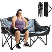 Slsy XXXL Oversized 2 Person Fully Padded Camping Chair, Folding Loveseat Camping Couch Double Camping Chairs Heavy Duty Portable Lawn Chair Patio Chair, Supports 990 LBS