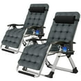 thumbnail image 1 of Slsy Zero Gravity Chair 2 Pack, Lawn Recliner, Set of 2 Reclining Patio Lounger Chair, Folding Portable Chaise with Removable Soft Cushion, Cup Holder, Headrest, 1 of 11