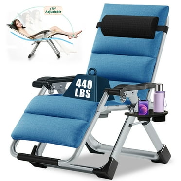 Slsy Zero Gravity Chair, Folding Adjustable Reclining Lounge Chair with Cushion, Headrest and Cup Holder, Supports up to 440lbs