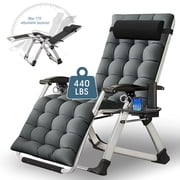 Slsy Zero Gravity Chair, Folding Reclining Lounge Chair with Cushion & Headrest, Side Table for Camping, Lawn, Garden, Support 400lbs
