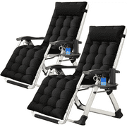 Slsy Zero Gravity Chair, Set of 2 Folding Reclining Lounge Chair with Soft Cushion & Pillow, Side Table for Camping, Lawn, Garden, Support 400lbs