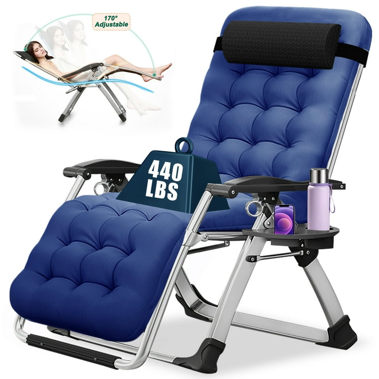Slsy Zero Gravity Chair with with 2 Sided Cushion Headrest Lawn