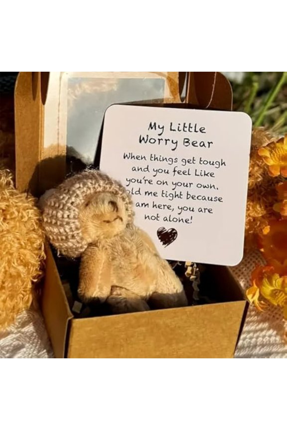 2025 Inspirational Pocket Teddy Bear Gift - Mini Plush with Motivational Message Card Keychain Comfort Companion