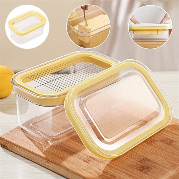 Sltwyw Airtight Butter Keeper Container with Slicer - Dishwasher-Safe Fridge Storage for Easy Cutting & Spreadable Consistency