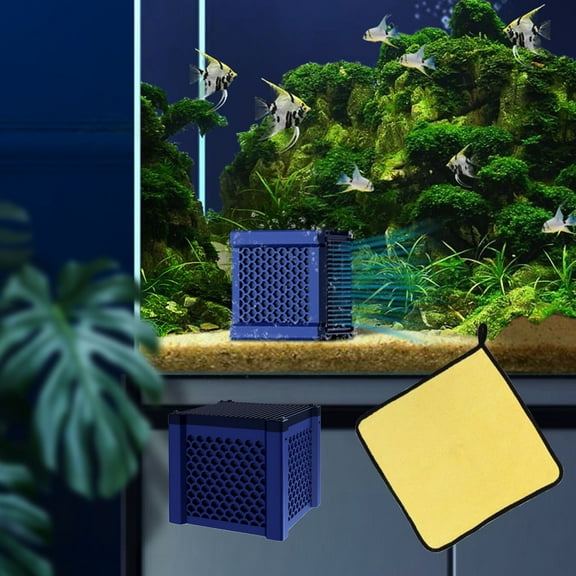 Sltwyw Aquarium Water Purifier with Activated Carbon - Ultrafiltration Fish Tank Filter for Water Clarification, Toxin Absorption, and Fish Health(Blue/Towel Included)