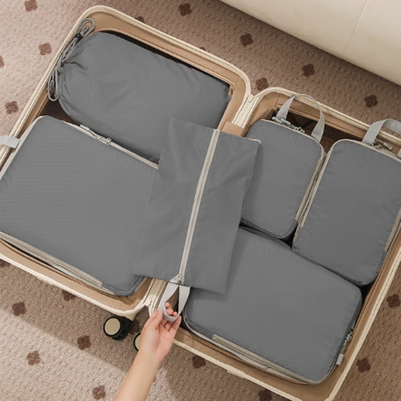 Sltwyw Compressed Travel Storage Bag 5pc Set - Space Saving Toiletry Cosmetic Organizer for Shoes Clothes Vacation Packing