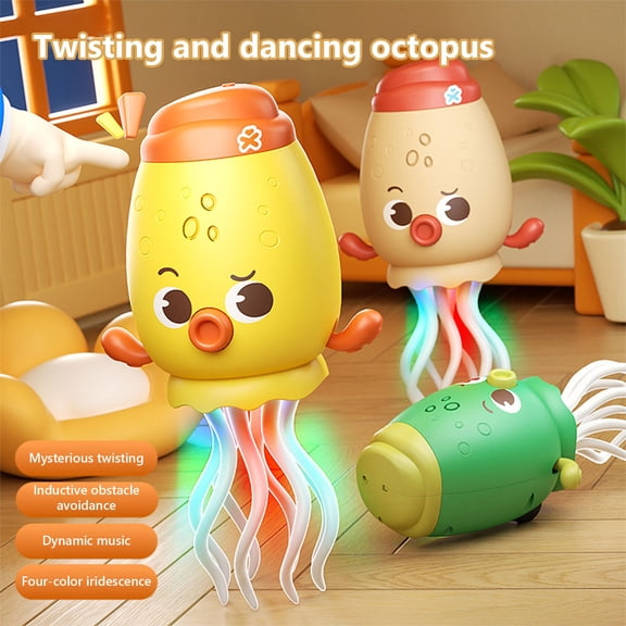 Sltwyw Dancing Octopus Toy, Electric Crawling Octopus Tummy Time Toy, Rechargeable Dancing Music Squid for Boys Girls Birthday Gifts, Funny Squid Crawling Toys