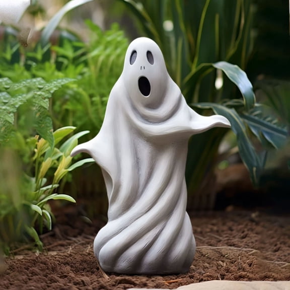 Sltwyw Halloween Ghost Statue, Cute White Ghost Outdoor Resin Craft, Garden Decor for Patio and Lawn