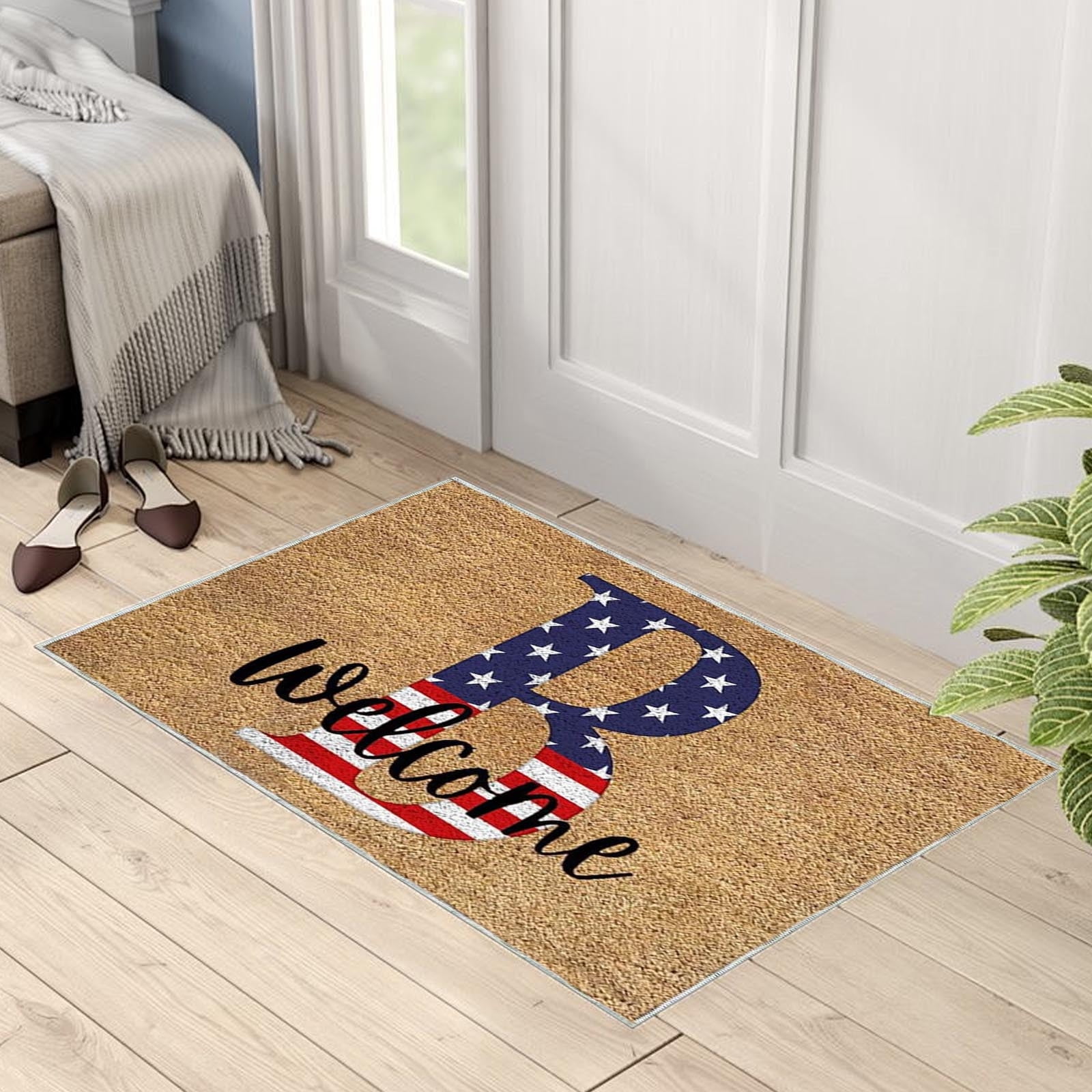 Sltwyw Heavy-Duty Patriotic Star Doormat - Non-Slip Indoor Outdoor Rug ...