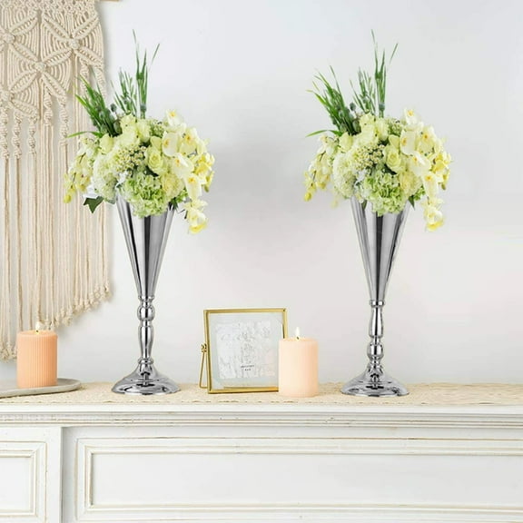 Sltwyw Metal Trophy Vase Centerpiece - Wedding Table Flower Arrangement Holder, Rustic Farmhouse Decor for Reception Tables & Hotel Event Displays