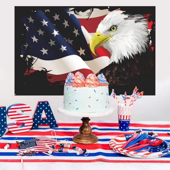 Sltwyw Patriotic Hanging Banner Backdrop - Fireworks Theme Party Decor for Independence Day Graduation Photo Booth Background