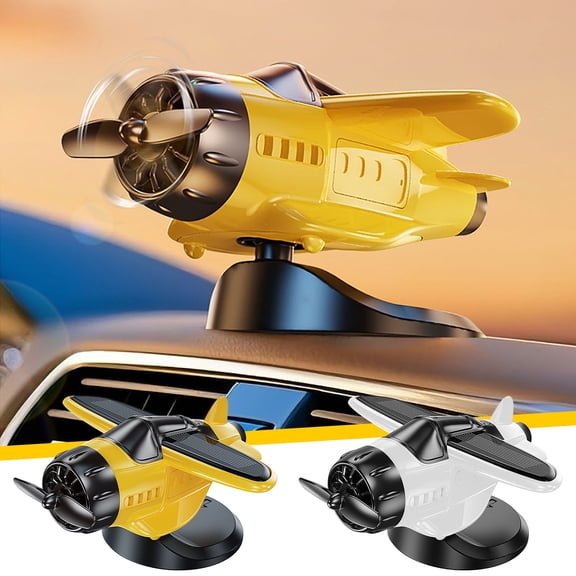 Sltwyw Solar Powered Airplane Car Dashboard Ornament - Spinning Propeller Decoration for Windshield Sun Energy Motion Decor