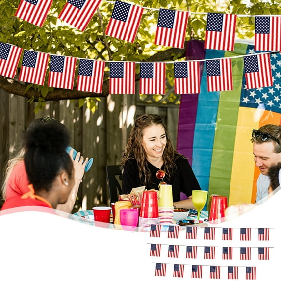 Sltwyw USA Flag Fireplace Mantel Decor, 4th of July Independence Day Patriotic Banners, Memorial Day Party Supplies with Hanging Streamers for Indoor Outdoor Use
