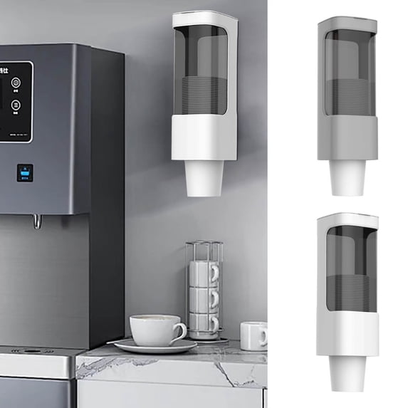 Sltwyw Wall Mounted Pull-Down Paper Cup Dispenser - Holds 3oz & 5oz Small Disposable Bathroom Cups for Home Office Kitchen Gym
