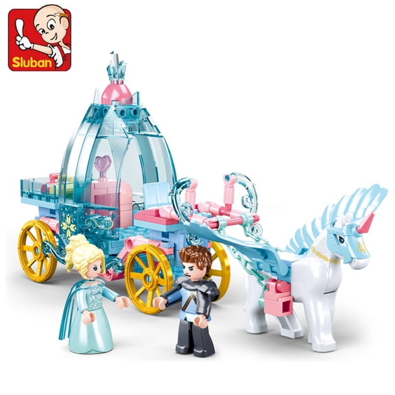 Sluban 191PCS Friends Winter Princess Ice and Snow Carriage Assembly Bricks Creative Building Blocks Educational Toys for Girls