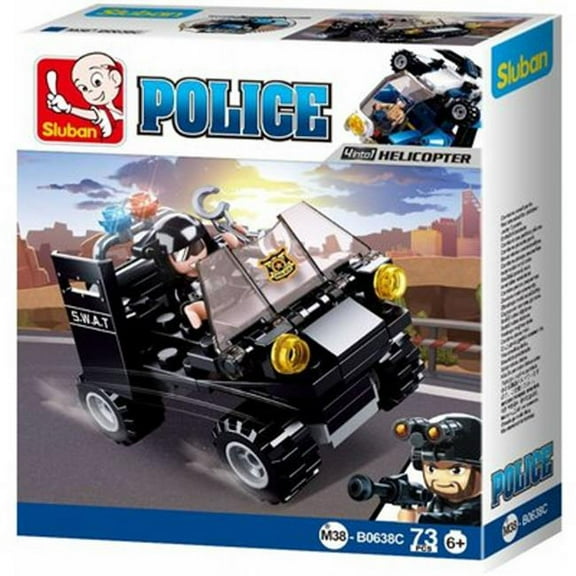 Sluban 638C POLICE 4-in-1 Assault Vehicle Building Brick Kit (73 Pcs) (Kit C Collect them all!)