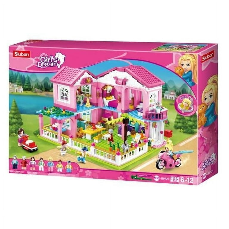 Sluban Kids Girls Dream Villa 896 Pc Building Blocks, Colorful 3D