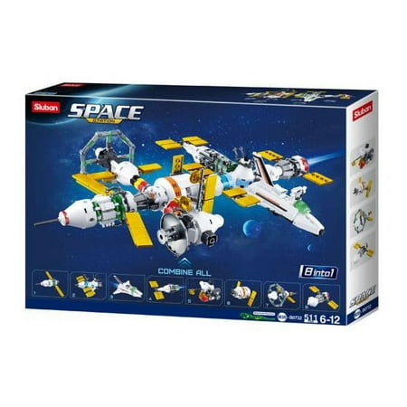 SlubanKids Space Station Building Blocks 511 Pc for Kids, 8-in-1 3D Early Learning Toys for Science and STEM, Stackable and Buil