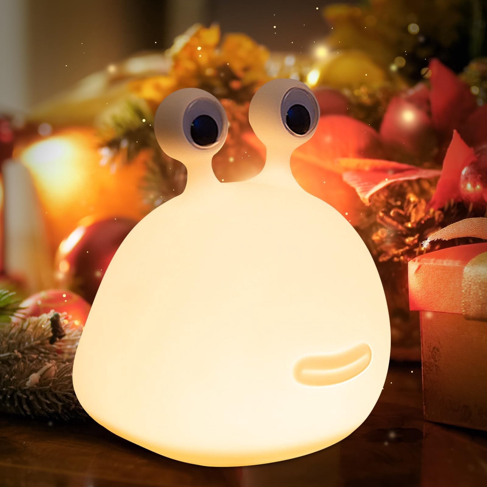 Slug Night Light for Kids, BPA-Free ABS & Silicone Baby Nursery Bedside Lamp USB Rechargeable, Adjustable Brightness, Auto-Off Setting, Cute Christmas Birthday Gift for Girls Boys