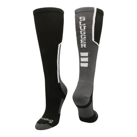 Slugger Over the Calf Baseball Socks (Black/Graphite/White, Large)