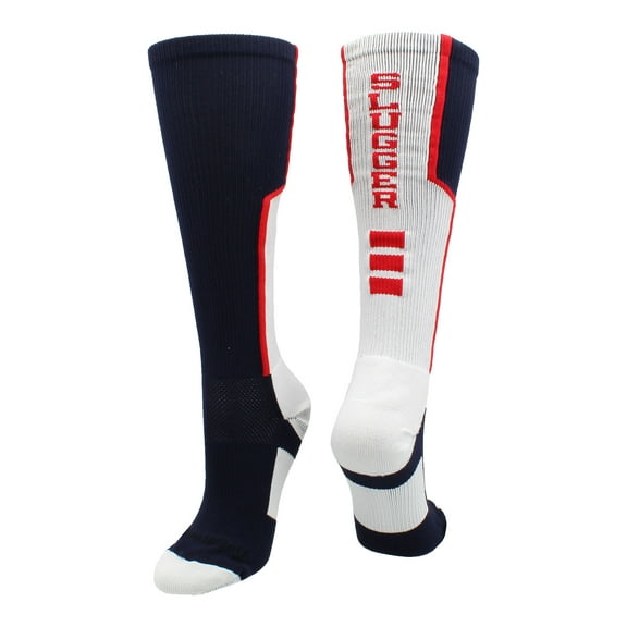 Slugger Over the Calf Baseball Socks (Navy/Red/White, Small)