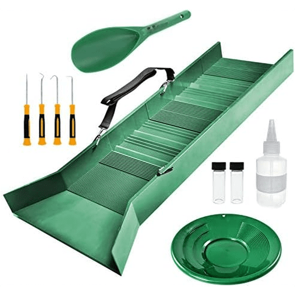 Sluice Box Gold Prospecting Kit Pan Vial Snifter Trowel Hooks 6pc$$Tools
