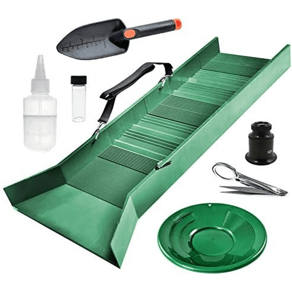 Sluice Box Gold Prospecting Kit Pan Vial Snifter Trowel Tweezer 7pc$$Tools