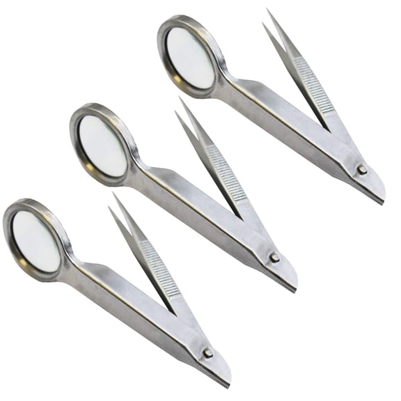 Sluice Fox 3 Pack 4X Magnifying Glass with Fine Point Tweezers  Precision Tool for Prospecting and Hobbyists