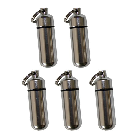 Sluice Fox 5 Pack Aluminum Pill Case Keychain ID Holder Silver with Inner Container