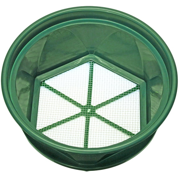 Sluice Fox Sluice Fox 13 1/4 inch gold classifier prospecting pan - stainless steel mesh sifting pan fits atop 5 gallon bucket; mealworm strainer and shark tooth sifter (1/5 inch mesh, 25 holes per sq