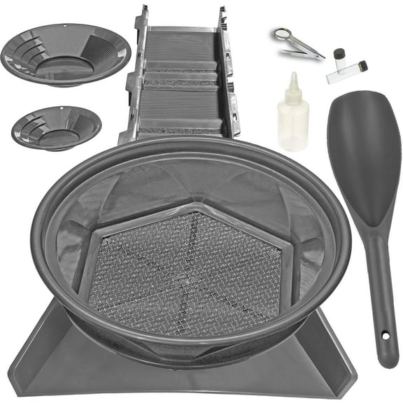 Sluice Fox Survival Gold Panning Kit with Sluice Box | Gold Panning Supplies (10 pc)
