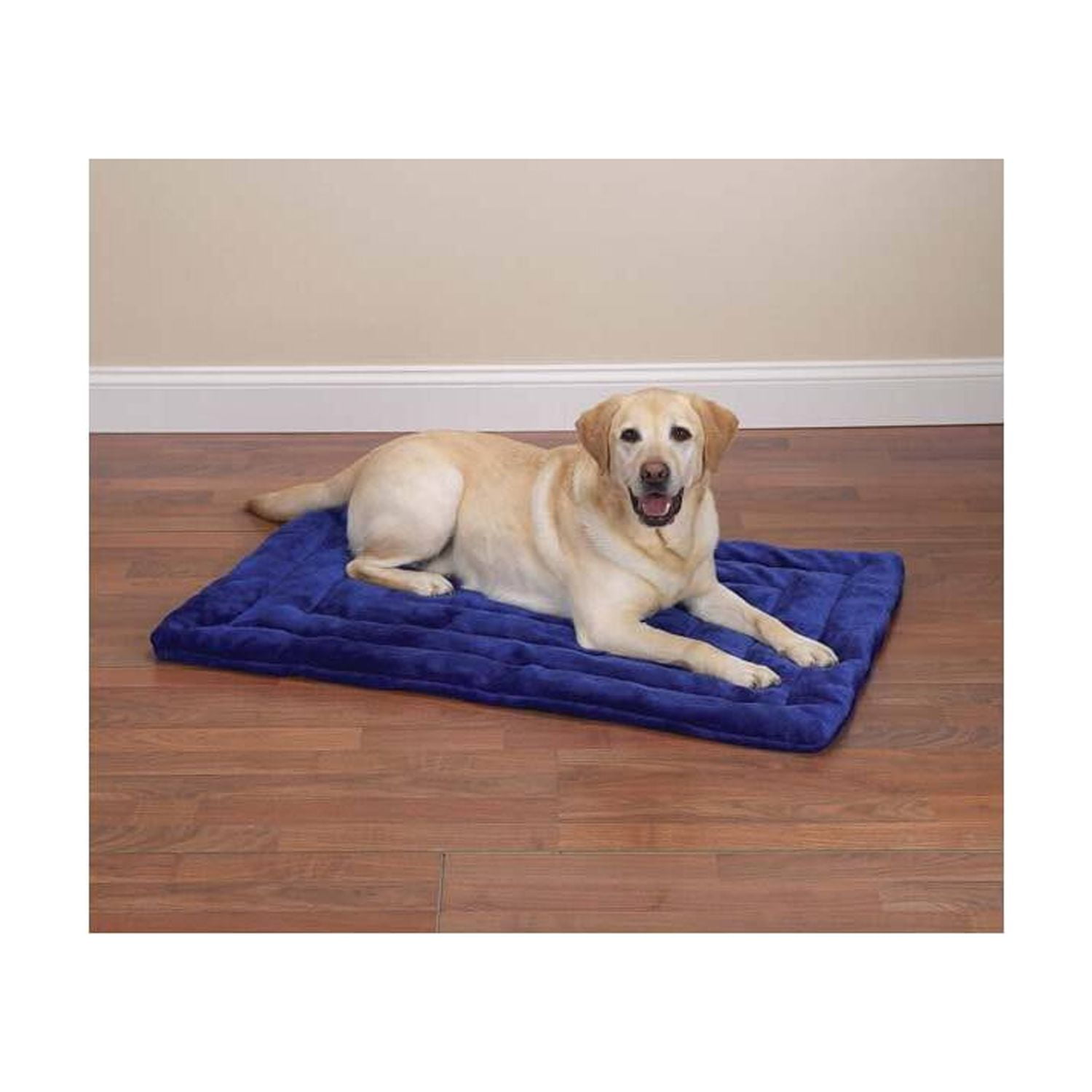 Small Gray and Royal Blue Plush Dog Mat