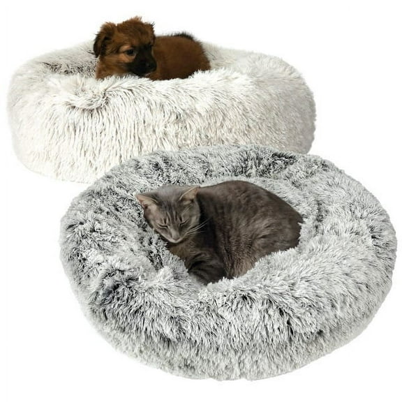 Slumber Pet Super Plush Cuddler Beds-Black/White M/L