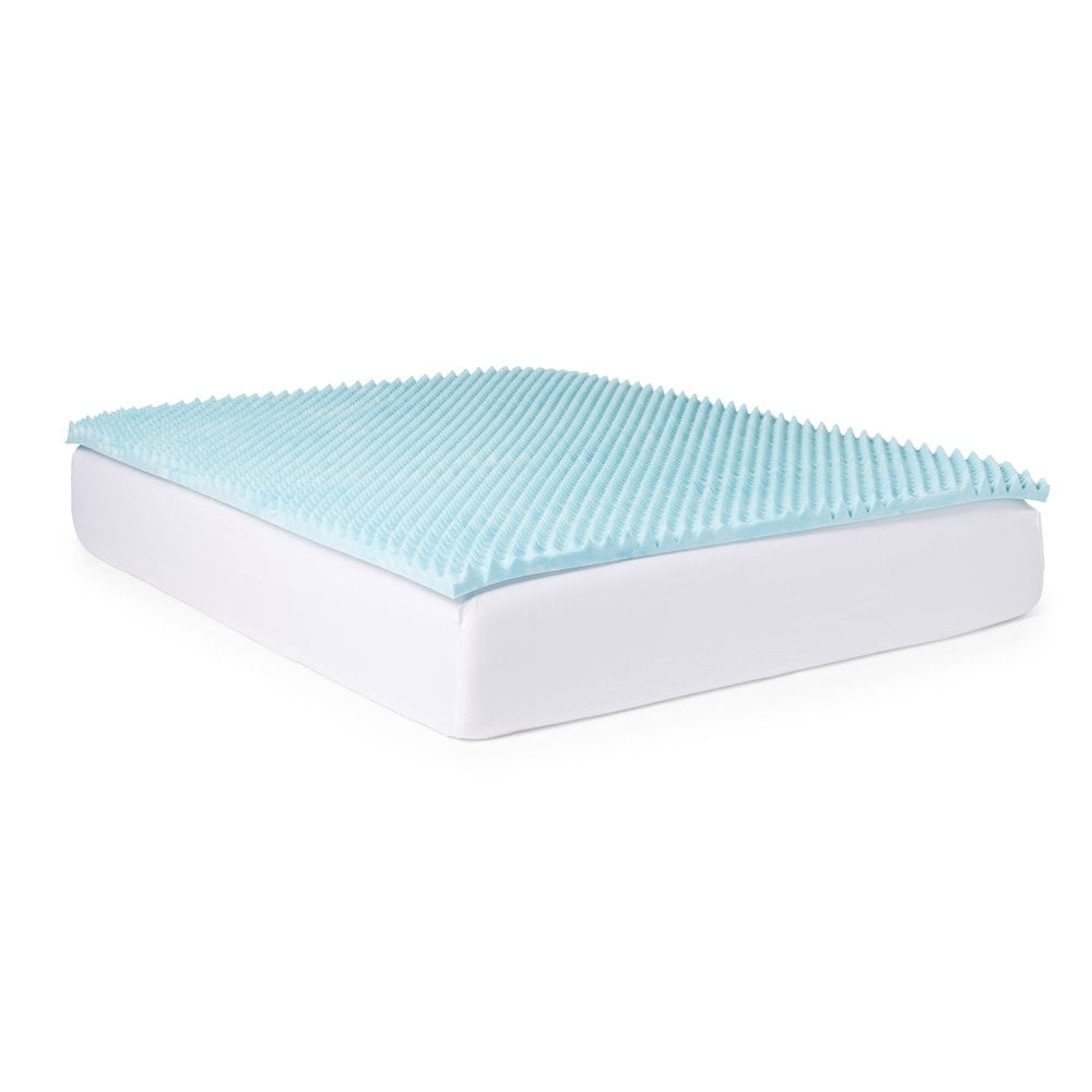 King Size Blue Gel Memory Foam Eggcrate Mattress Topper